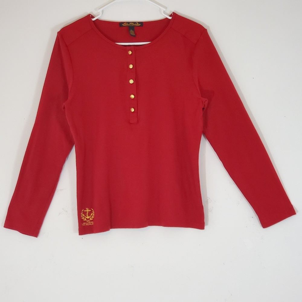 Lauren Ralph Lauren Three Button Knit Top
